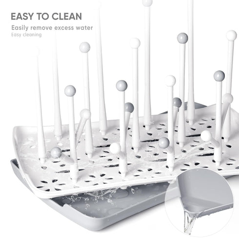 Baby Bottle Drying Rack with Tray, Termichy High Capacity Bottle Dryer Holder for Bottles, Teats, Cups, Gray