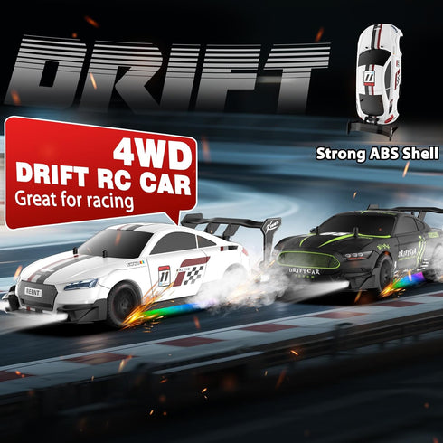 1:16 2.4Ghz 4WD 30KM/H 2 Remote Control Car Scale RC Drift Cars High Speed Race Cars with LED Lights Drifting Tires