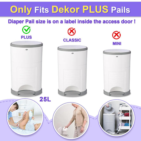 SOHBCLE 8 Pack 12% 5336 30% Diaper Pail Refill Bags Compatible with Dekor Plus Diaper Pail Refills Extra Length,Holds