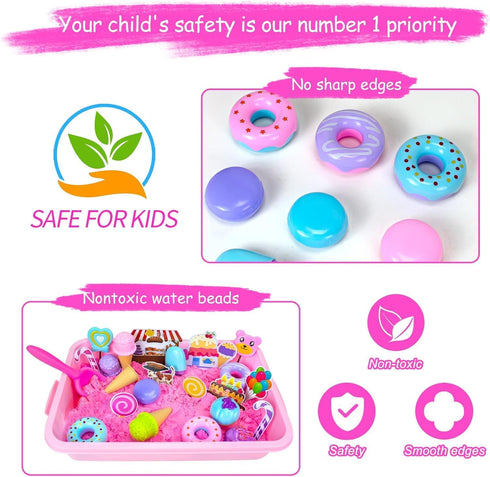2.2lbs 3-8 Play Sand Kit for Girls, Ice Cream Sensory Bin Sandbox, Creative Bake Shop with Magic Sand, Ice Cream & Cake