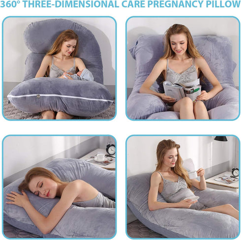 BATTOP Pregnancy Pillow for Sleeping,Full Body Maternity Pillow with Removable Washable Cover,Support