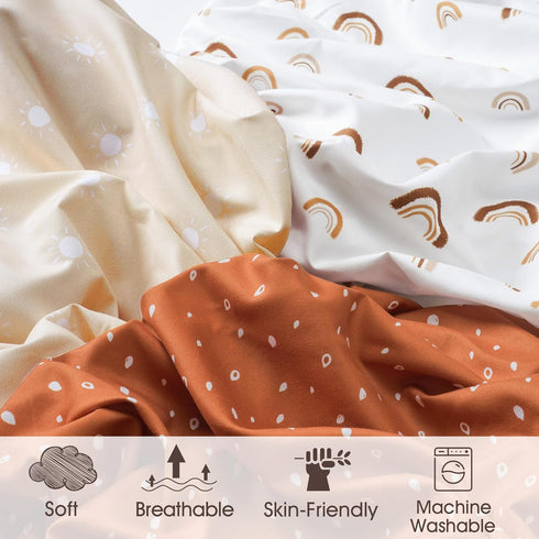 3 Pack PHF Soft Bassinet Sheets, Rainbow Breathable Comfy Cradle Sheets for Baby Boys Girls Neutral, No Slip Universal