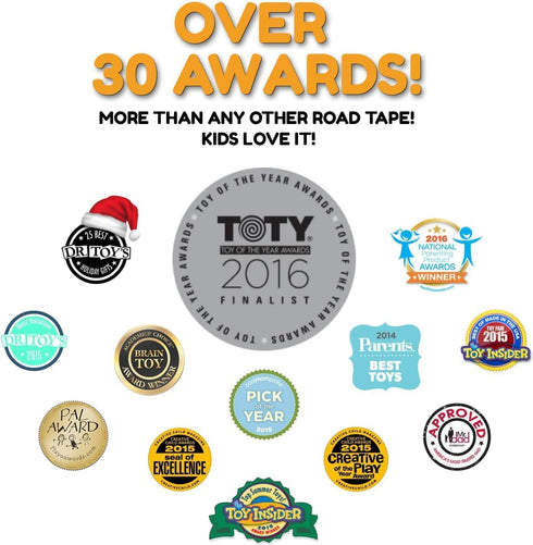 PlayTape Road Tape Curves for Toy Cars, 1 Roll of 36 Curves, 2 in. Wide, Sticks to Flat Surfaces
