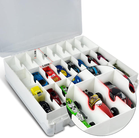 Toy Car Storage Organizer Case for Hot Wheels, Matchbox Cars, Display Container for LOL Surprise Dolls, 48 Compartments