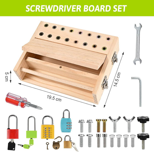 Set, 3 4 5 6 Set, Montessori Screwdriver Board Montessori Toys for with Locks and Keys, Toddler Screwdriver Toy, Kids