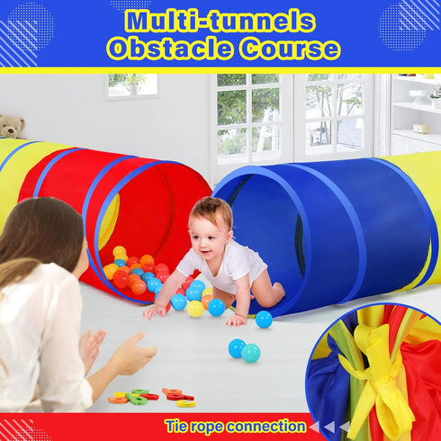 PigPigPen Kids Tunnel for Toddlers, Pop Up Play Tunnel Tent for Babies and Dogs, Indoor & Outdoor Playset (Classic 2