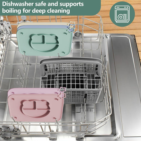 2 Pack 8 Silicone Baby Placemats with Non-Slip Strong Suction Base and Anti-Drop Stretchable Straps, BPA Free Food
