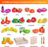 35PCS FUN LITTLE TOYS Wooden Play Food for Kids Kitchen, Pretend Cutting Food Toys with Wooden Tray, Dishes and Knife