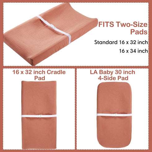 4 Pack 2 Mixweer Muslin Changing Pad Cover Soft Breathable Cotton Diaper Changing Table Pad Cover Table Sheets for Baby