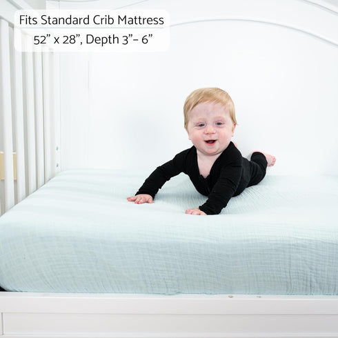 2 Pack, 52 28 inches 100% LollyBanks Muslin Crib Sheets Soft and Breathable Baby Crib Sheets for Standard x Mattress