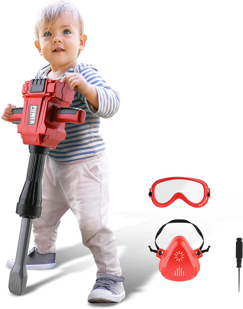Toy Choi's Kids Jackhammer Toy Drill, Pretend Play Construction Toy with Realistic Sound for Ages 3-7