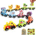 TenFans Montessori Toys, Magnetic Wooden Animal Train Set for Toddlers, 11 Pieces,