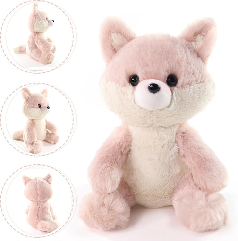 Furvana 10 Fox Stuffed Animal, Adorable Toy Fox Plush for Kids Boys Girls Birthday Nursery Bedtime Gift, Pink