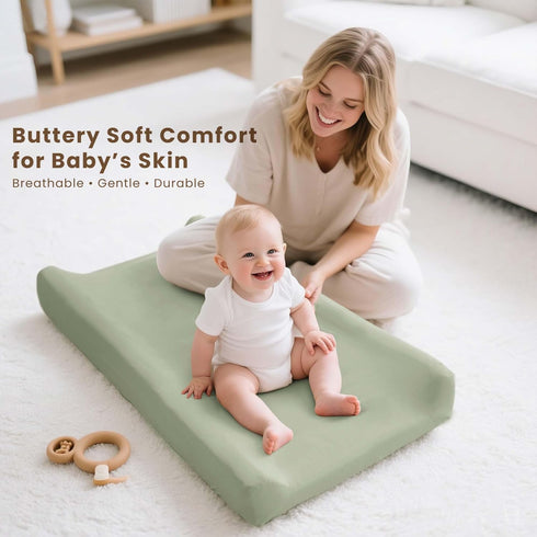 3 Pack Konssy Stretchy Changing Pad Covers for Girl, Boy, Silky Soft Changing Table Cover, Breathable Baby Nursery