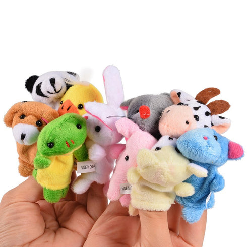 Acekid 10pcs Soft Plush Animal Finger Puppets Set, Baby Story Time Velvet Style for Toddlers