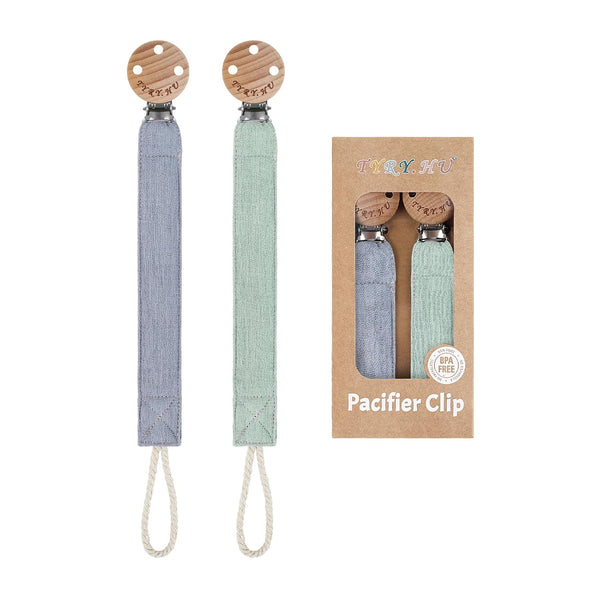 TYRY.HU Ribbon Pacifier Clip Holder,2 Pack Binky Paci Holder Clips, Pacifier Leash