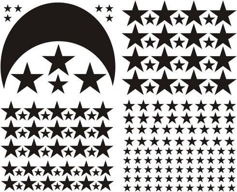 Moon and Stars Wall Decal Vinyl Sticker for Kids Room Decoration - Good Night Nursery Wall Decor (Black)