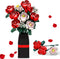 EXCOUP Flower Bouquet Building Set, Artificial Roses Toy Building Set with Vase, Building