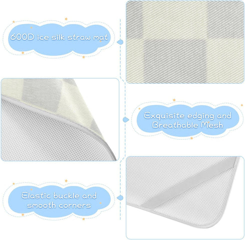 SyXIOP 28" 52" Gray Beige Checker Plaid Cooling Baby Waterproof Crib Mattress Cover x Absorbent Padded Crib for Kids