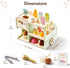 Set, 3+, Giant bean Wooden Ice Cream Play with Drop-Down Dispenser, Play Kitchen Accessories with Cones, Popsicles