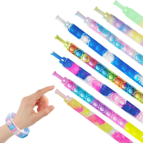 IERKEIE 60 Pcs Pop Bubble Bracelet Fidget Toys, Pop Wristband Fidget Bulk Toy for Party Favors Halloween Christmas