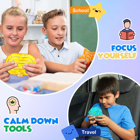 8 Pack Sensory Toys Fidget Autism Toy for Kids: Gel-Filled Maze Squeeze Sensory Toys for Children - Calming Fidget Toys