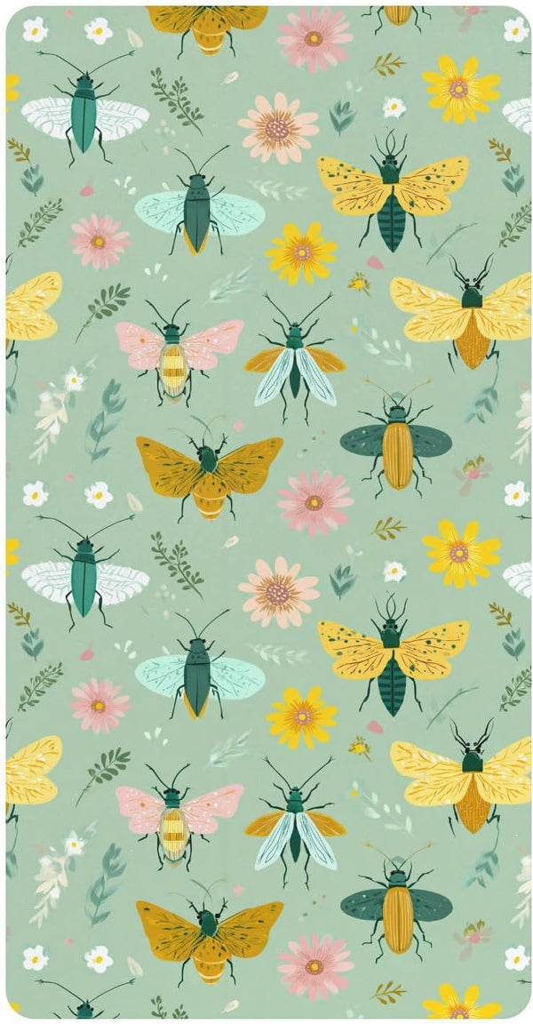 miaozhen Cotton Baby Crib Sheets for Boys Girls Ultra Soft Funny Grassland Insect