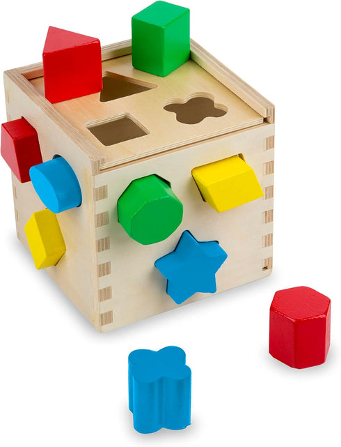 Melissa & Doug Shape Sorting Cube: Classic Wooden Toy with 12 Shapes