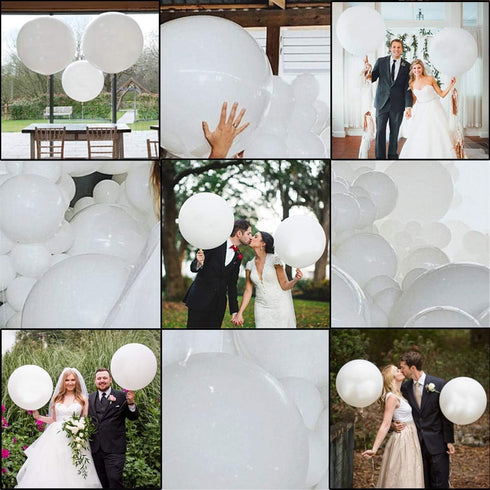 24pcs 18 Inch Big White Latex Balloons - Round Giant Jumbo Balloons for Photo Shoot & Party Decorations