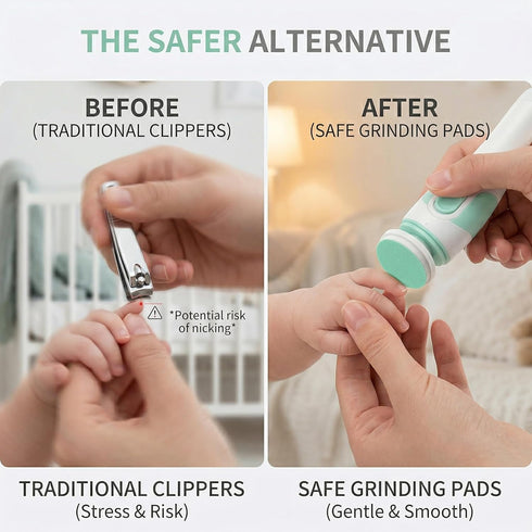 MHFOOU 24 Trimmer Trimmer, 12 (0.7 inch) Pieces Baby Nail Replacement Pads, Electric Baby Nail Grinding Heads