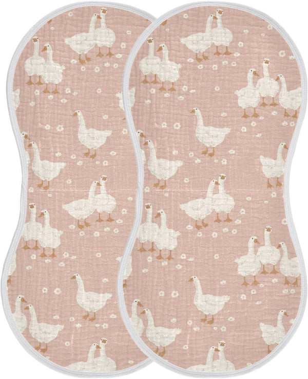 YYZZH Goose Flower Pattern On Pink Muslin Burp Cloths for Baby 2 Pack