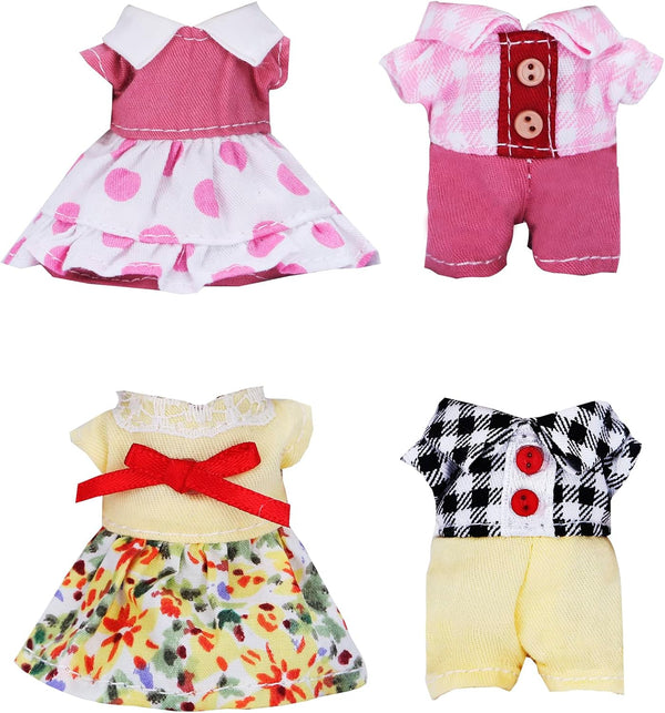 E-TING Family Set, Sweet Mother-Daughter & Father-Son Dress Up Set for 3-Inch and 2.25-inch Figure Town Series