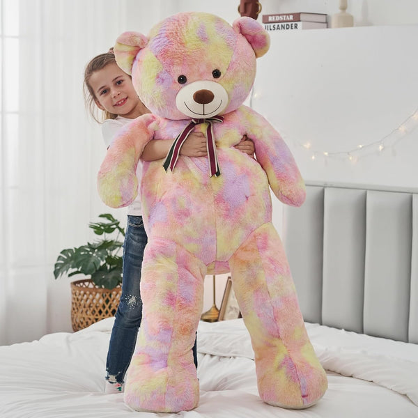 Tezituor 52'' Big Teddy Bear, Giant Stuffed Animal Plush, Rainbow Yellow Soft Gifts for Valentine, Christmas, Birthday