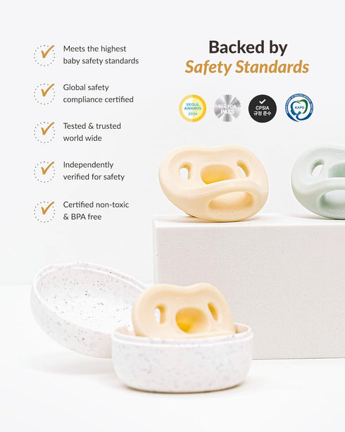 2 Pack 0-3 1) Moyuum Silicone Macaron Pacifier | Made in Korea, BPA Free One-Piece Design Baby Soother, Soft