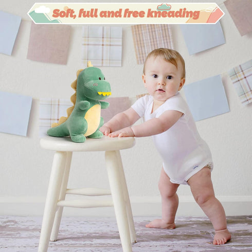 Cute Stuffed Dinosaur Plush, 12" Soft Dino Plushie Toys for Boys, Girls, Baby Kids (Green)