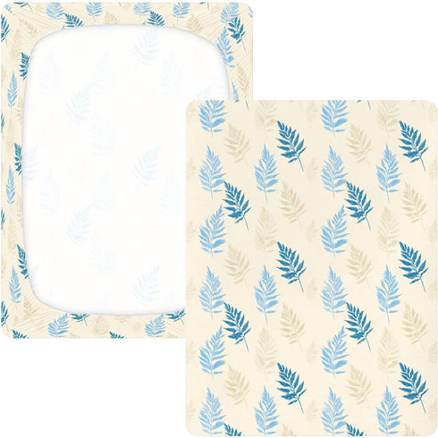 decor gift 1 Pack Fern Baby Blue Baby Crib Sheets Cotton Playard Sheet Soft Crib Mattress Sheet for Nursery Decor para