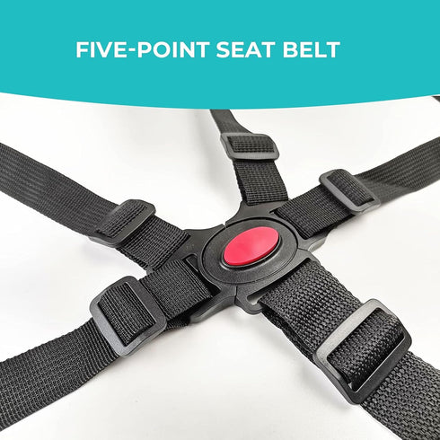 Adjustable 5 Point Harness Seat Belt for Baby, Full Protection Security Harness for High Chair and Pushchair, Black