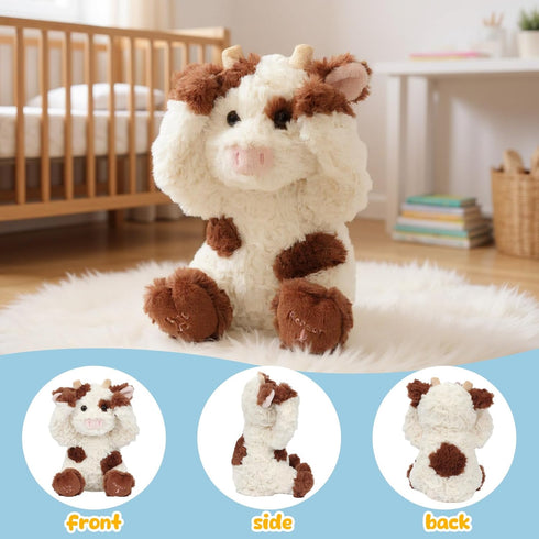 11'' Hopearl Peek A Boo Cow Interactive Repeats What You Say Plush Diary Cattle Toy Musical Singing Talking Stuffed