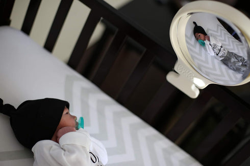 Bassinet Mirror - Clip-on Mirror with Remote Control & LED Light for Baby Monitoring, Bassinet Accessory