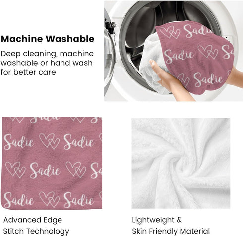 IWEORTHY Ships Next Day, Personalized Baby Blanket - Custom Name Blanket for Newborns | Newborn Receiving Blankets