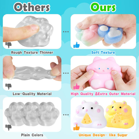20Pack, Taba Squishy Fufu Squishy Fidget Toys Kit, Include Squishies Chick Toys, Cat Paws, Hamster, Stress Relief Toy
