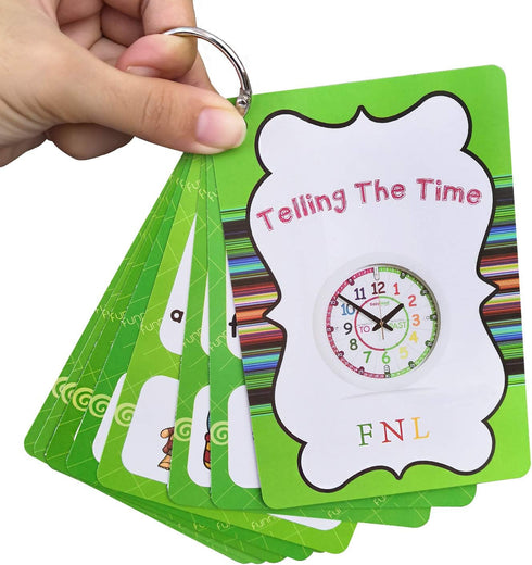 20 Analog Clocks Telling Time Flashcards, Educational Learning Toys for Toddlers, Kindergarten Supplies