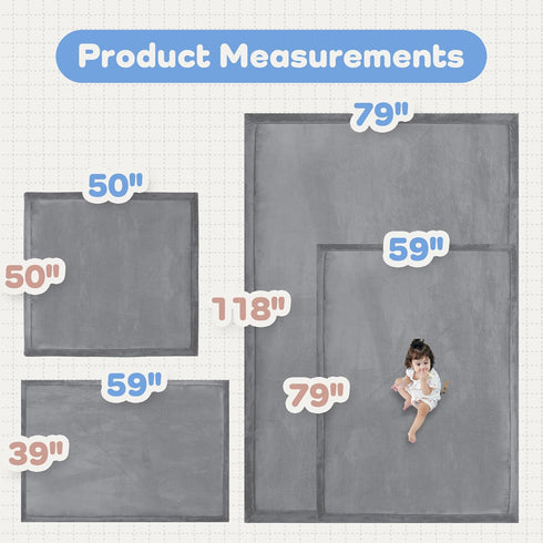 1.5" Tummy 50"x 50" Thick Baby Play Mat for Floor Time, Pro Soft Baby Activity Playmats Playroom, Easy Care
