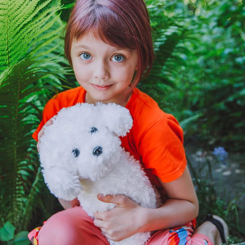 White Toy Poodle Stuffed Animal Dog, Plush Toy for Kids and Babies, Perfect Birthday & Easter Gift, 12.6"