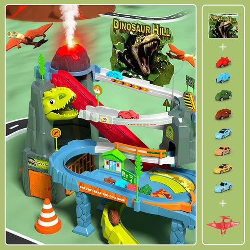 Ponilyer 3-12 Dinosaur Track Toy, Electric Simulated Scenario Car Road, Children's Competition Race Track, Music