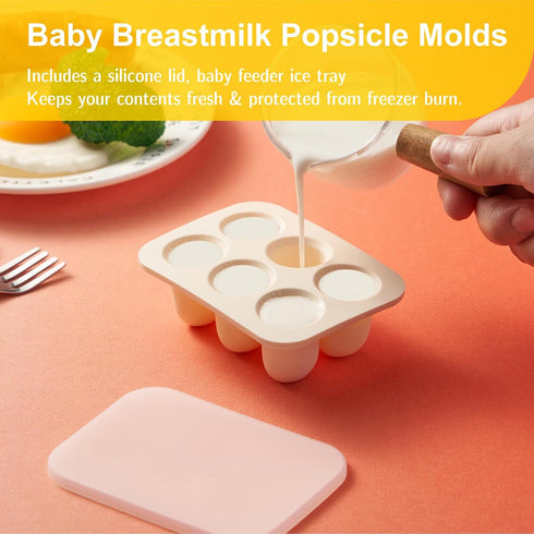 Powerwan 3-12 Baby Fruit Food Feeder with Popsicle Mold, Cute Teething Toys Silicone Teethers for Babies Months