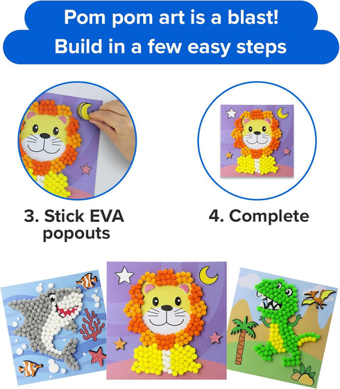 3 3-5 (Set 1 Little Jupiter DIY Pom Pom Art - Makes Art Pieces -Boy & Girl Crafts for Kids Age - Toddler Crafts - Pom