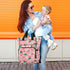 SUABO Backpack White Flowers Green Ladybugs Pattern Baby Diaper Bag Large Bag Waterproof Travel Diaper Bags for Moms