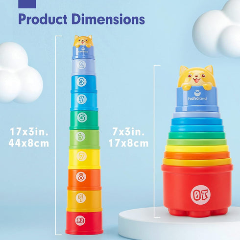 hahaland Stacking Cups for Toddlers 1-3 - Montessori Learning Toy for 1 Year Old Boy Birthday Gift, 12-18 Months