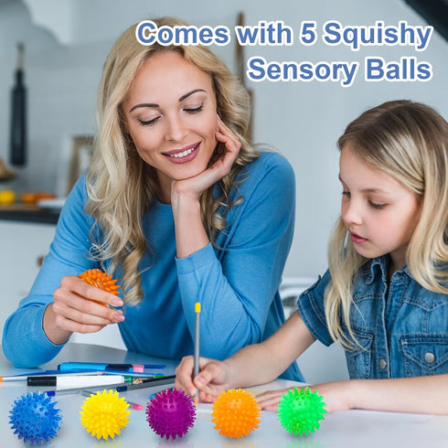 AHHSOY 18pcs Fidget Spiky Ball Toys Stress Relief Sensory Toy for Kids Adults Toddlers, Squishy Squeeze Ball for Party